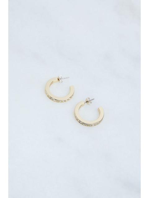 KAREN MILLEN Hand Set European Crystal Small Hoop Earrings