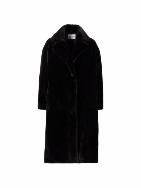 STAND STUDIO notched-lapels midi faux-fur coat