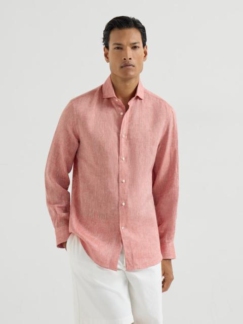 Brunello Cucinelli Linen easy fit shirt with spread collar