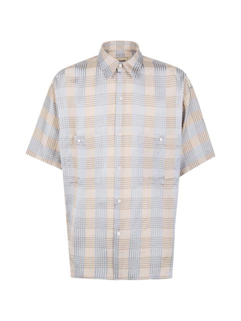 UMA WANG buttoned checked polo shirt