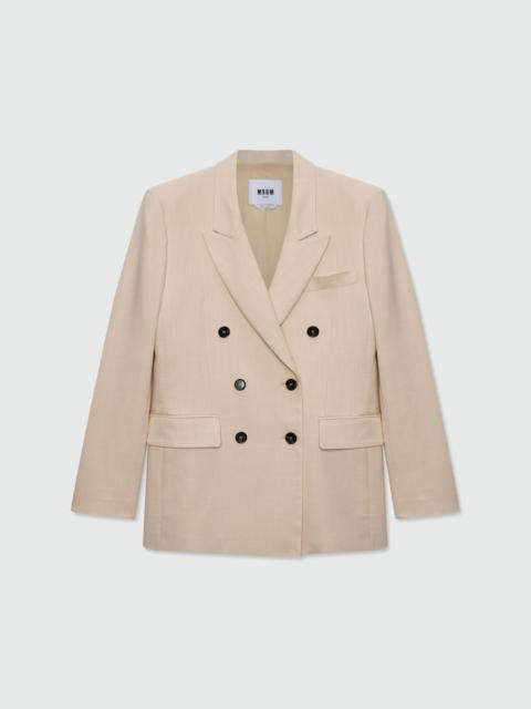 MSGM Beige double-breasted viscose-blend canvas jacket