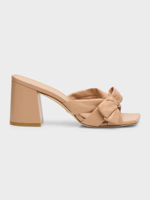 Stuart Weitzman Sofia Leather Bow Mule Sandals