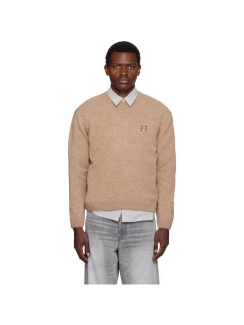 Maison Kitsuné Beige Fox Head Lambswool Comfort Sweater