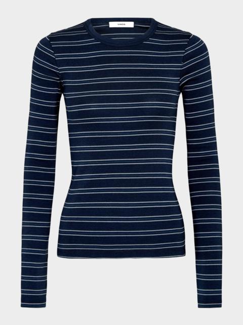 Vince Striped Long-Sleeve Crewneck Tee