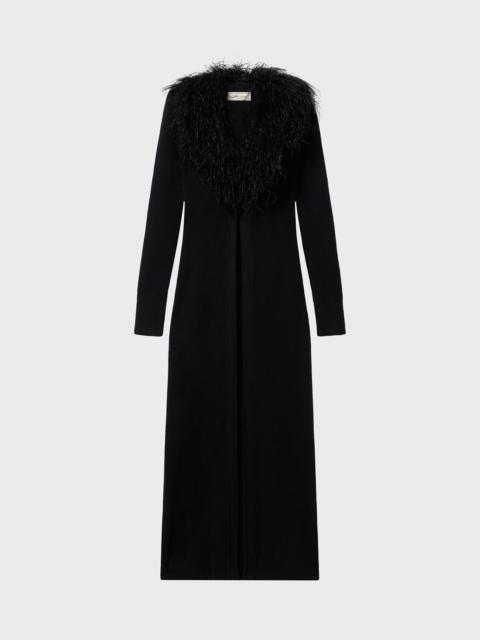 Blumarine LONG CARDIGAN WITH FAUX FUR COLLAR