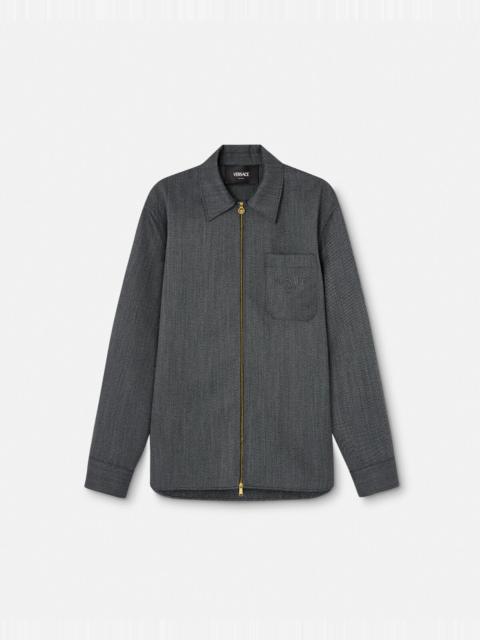 VERSACE Mouliné Wool Zip Blouson Jacket