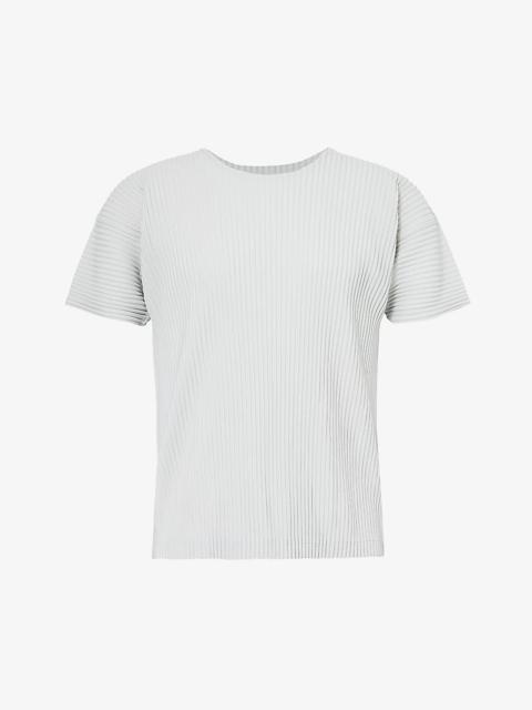 Pleated crewneck knitted T-shirt
