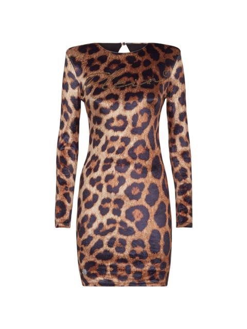 leopard-print cut-out mini dress