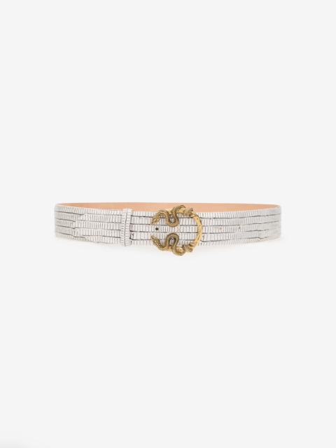 Roberto Cavalli White Leather Belt With Snake Buckle
