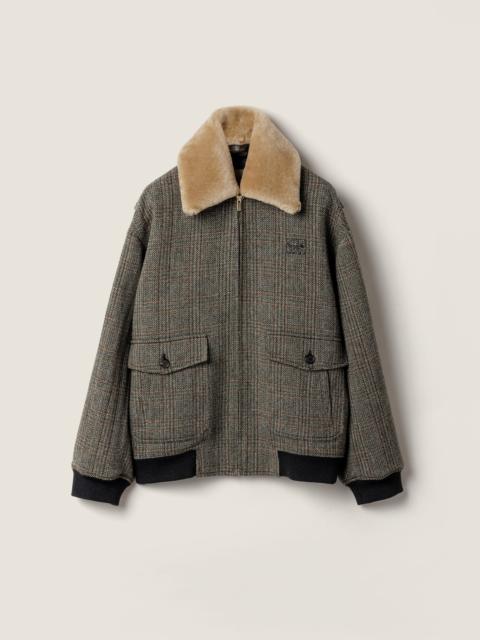 Miu Miu Chevron blouson jacket with shearling collar
