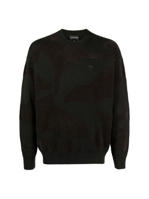 EMPORIO ARMANI logo-embroidered camouflage-pattern jumper