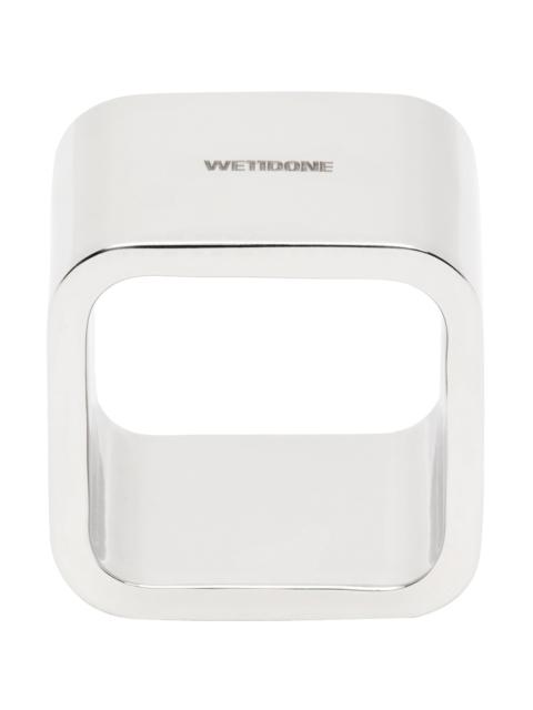 We11done Silver Large Square Ring