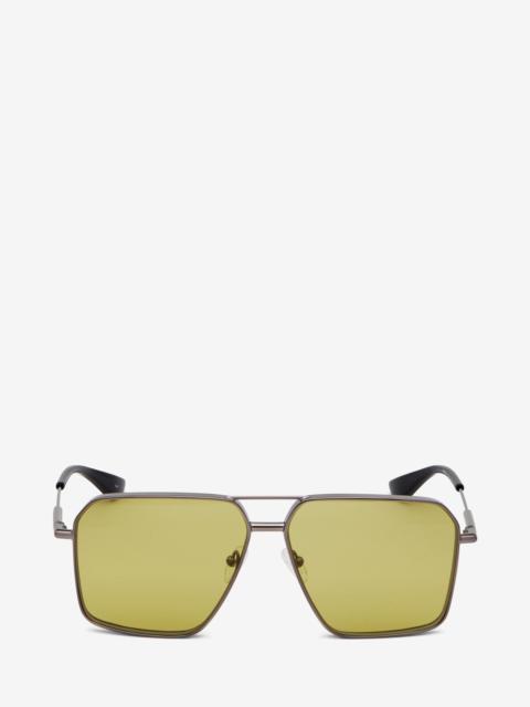 Alexander McQueen Metal T-Bar Navigator Sunglasses