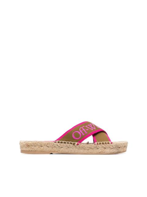 Off-White logo-strap raffia sole sandals