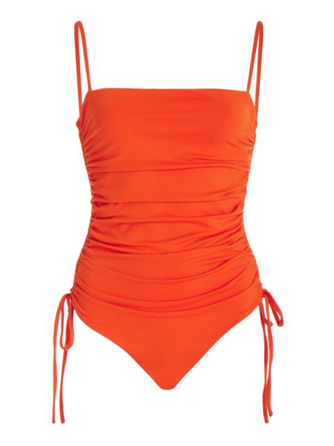 Johanna Ortiz Tarangire Ruched One-Piece Swimsuit orange