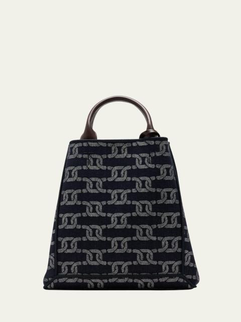 Tod's Chain-Link Denim Top-Handle Bag