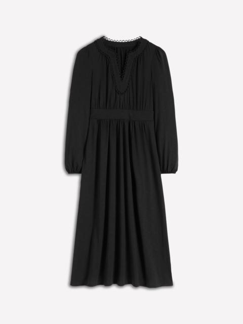 BODEN Maddie Picot Trim Midi Dress-Black