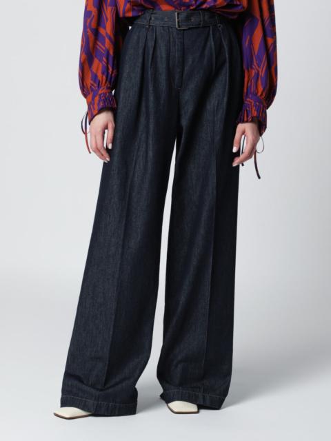 Dries Van Noten Indigo blue wide-leg denim trousers