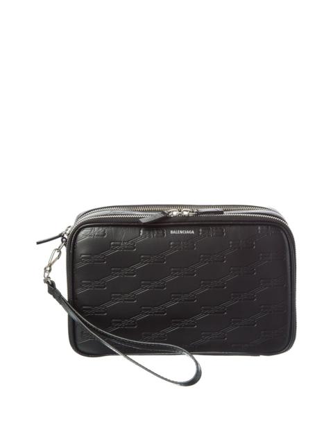 BALENCIAGA Balenciaga Signature Double Zip Leather Pouch