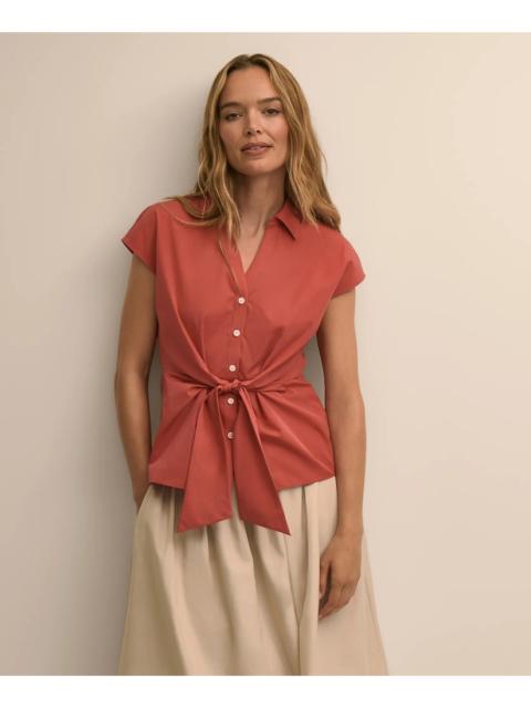 Brooks Brothers Supima® Cotton Open Point-Collar Belted Shirt
