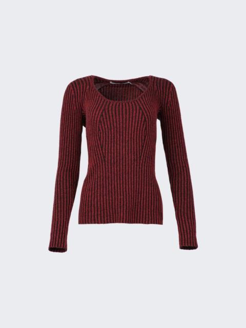 Proenza Schouler Plaited Rib Scoop Neck Sweater Wine And Black