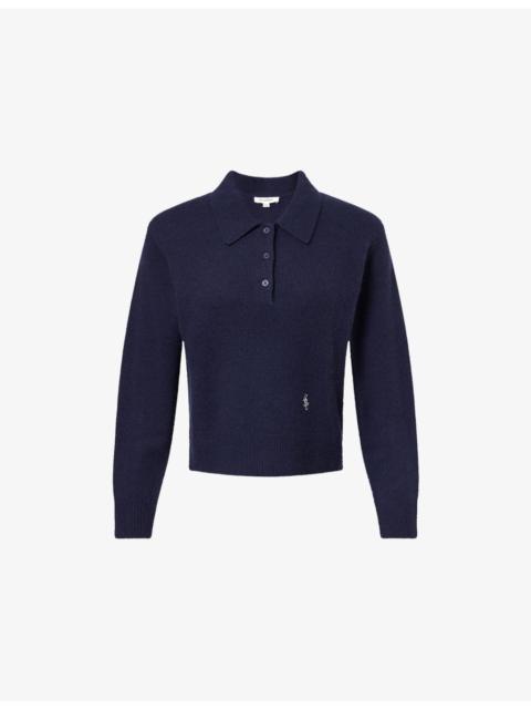 Sporty & Rich Embroidered-Logo Cashmere-And-Wool Polo Jumper