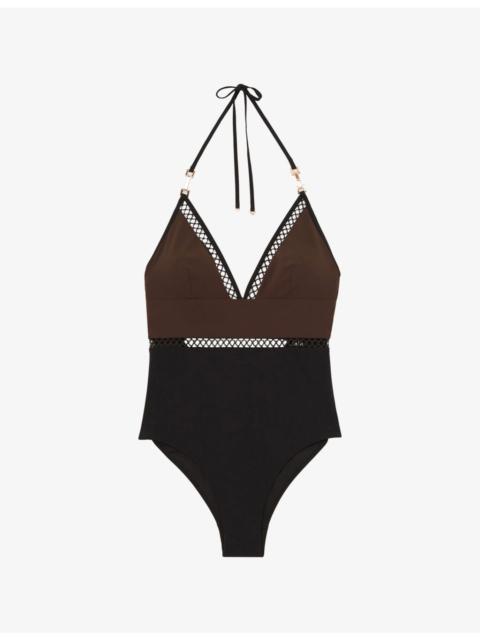 REISS Ray Colour-Block Stretch-Woven Swimsuit