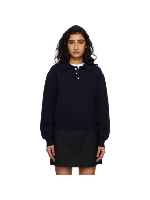 Dunst Navy Cashmere Collared Polo