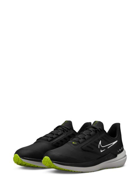 Air Winflo 9 Water Repellent Running Shoe in Black/White/Smoke Grey/Volt