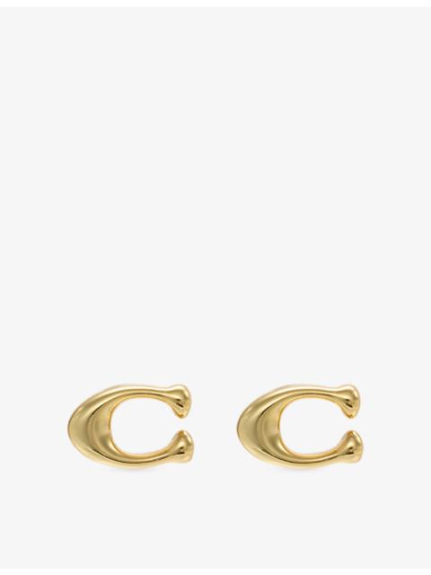 COACH C Bubble Brass Stud Earrings