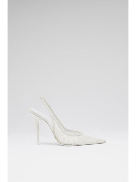 Amina Muaddi ANOK LACE SLING 105 IVORY LACE