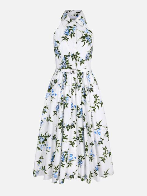 EMILIA WICKSTEAD Norika Dress In Lilac Lillies & Cherry Print on White Organic Cotton