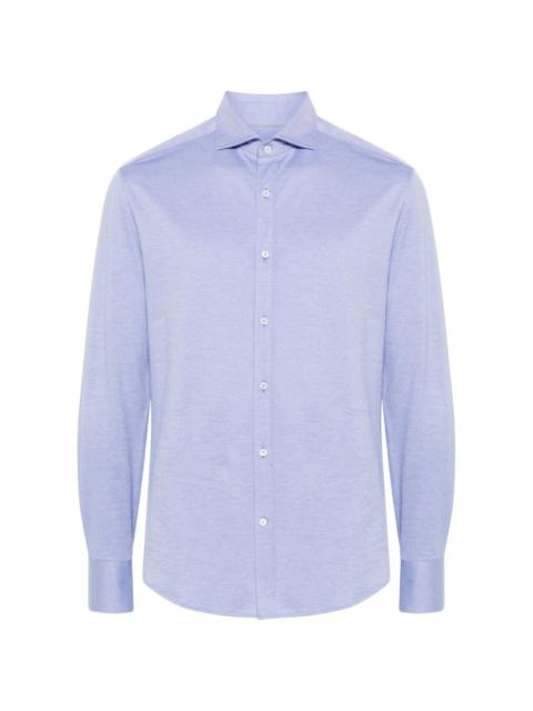 spread-collar cotton shirt