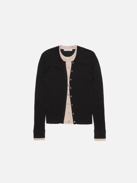 Acne Studios Layered silk-wool cardigan - Black/beige
