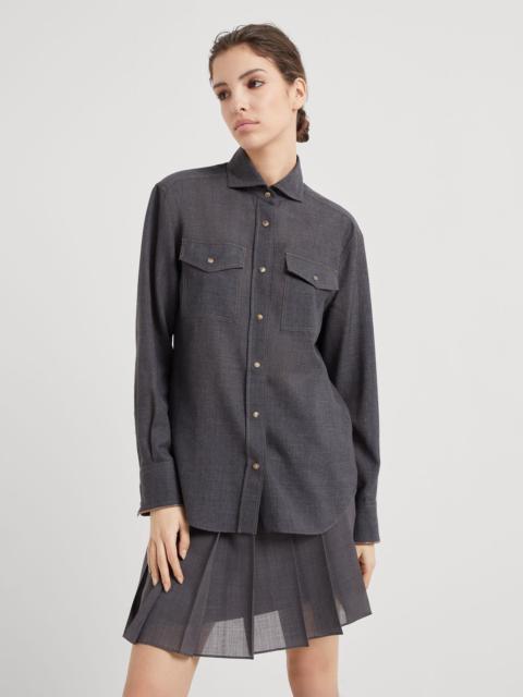 Brunello Cucinelli Virgin wool organza shirt with shiny cuffs