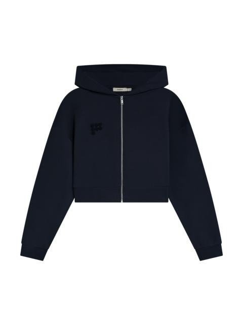 PANGAIA Womens Cropped Zip Up Hoodie - Midnight Navy