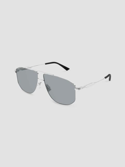 Bottega Veneta Men's Ribbon Bv1509S Snap Ribbon 59MM Metal Navigator Sunglasses - Silver