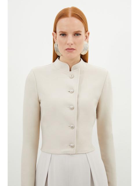 KAREN MILLEN Figure Form Bandage Cropped Button Up Knit Jacket