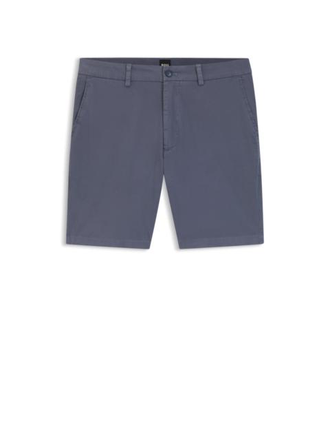 BOSS MODERN-FIT SHORTS IN STRETCH-COTTON TWILL