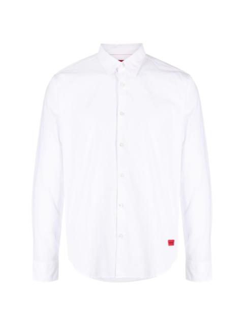 HUGO logo-embroidered cotton shirt