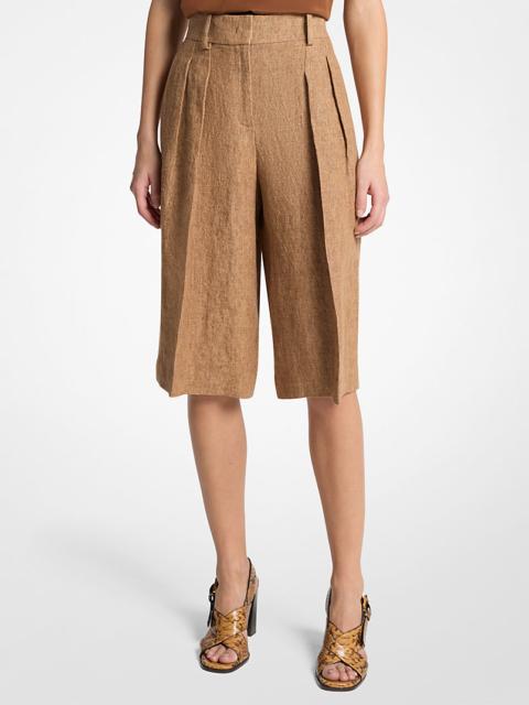 MICHAEL KORS COLLECTION Pleated Linen Trouser Shorts