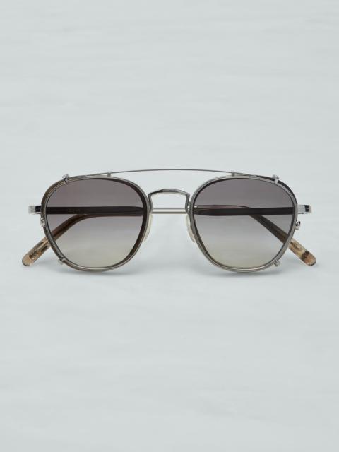 Brunello Cucinelli Lilletto titanium and acetate glasses with sun clip-on