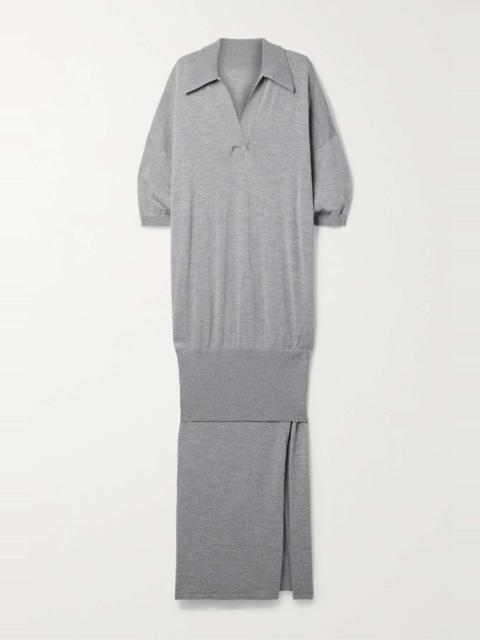 Rue layered merino wool-blend maxi dress