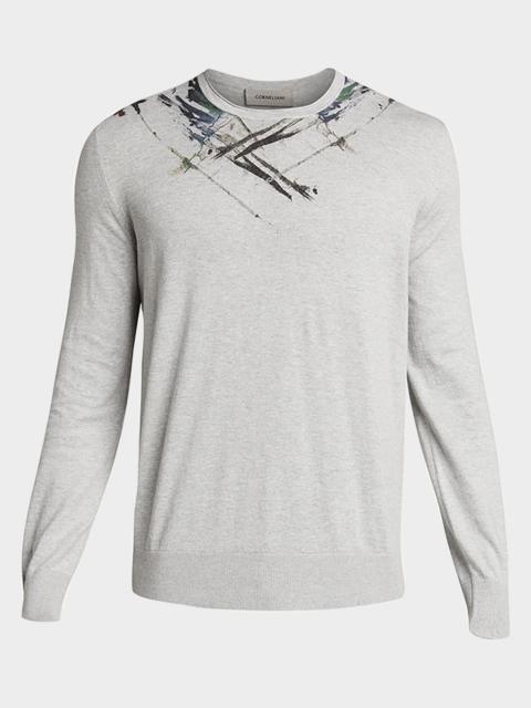CORNELIANI Men's Crew Sweater with Paint Detail