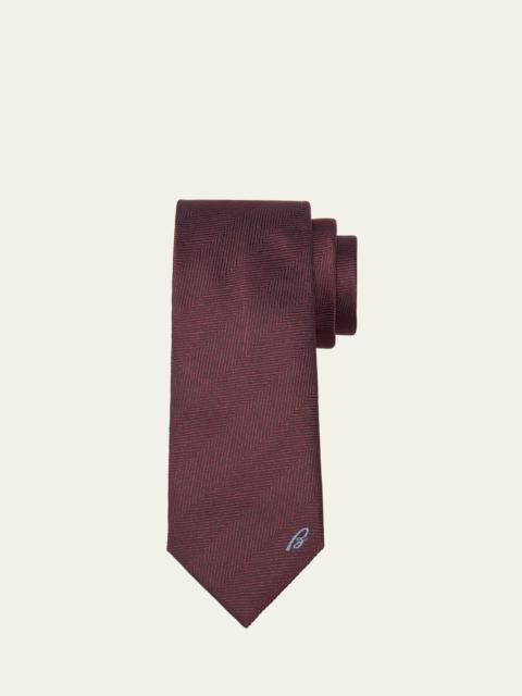 Men's Embroidered Herringbone Silk Tie