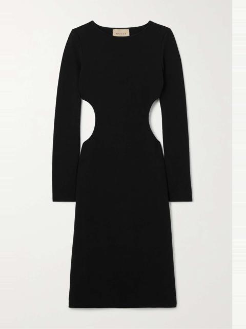 GUCCI Cut-out cotton and silk-blend midi dress