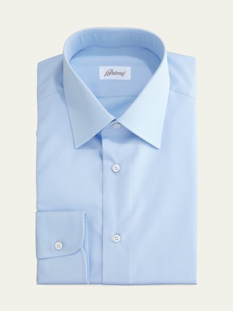 Brioni Wardrobe Essential Solid Dress Shirt, Blue