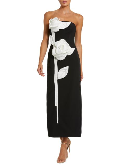 MAC DUGGAL Women's Floral Crepe Strapless Maxi Dress - Black Ivory