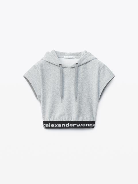 Alexander Wang CAP SLEEVE HOODIE IN STRETCH CORDUROY