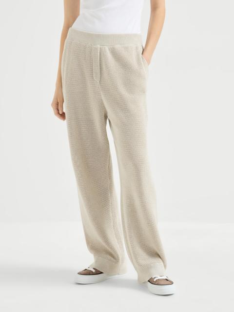 Cotton sparkling net knit trousers
